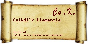 Csikár Klemencia névjegykártya